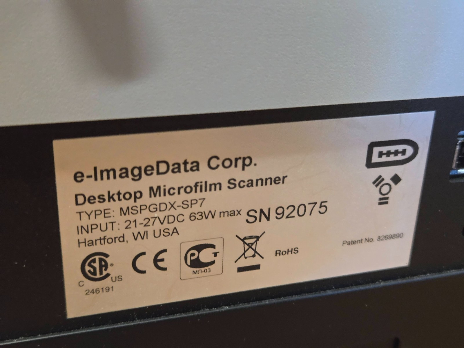 E-Image Data Corp. ScanPro 3000 Desktop Microfilm Scanner MSPGDX-SP7