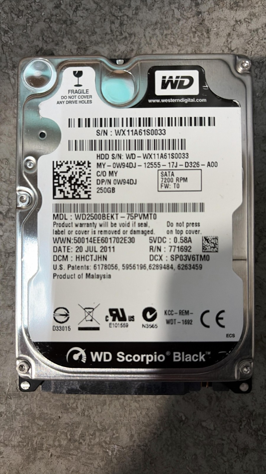 3 PACK!! Hard Disk 250 GB HDD 2.5 SamsungWD Toshiba Hitachi Seagate, for Laptop
