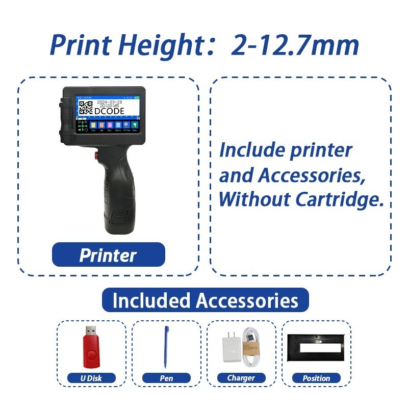 DCODE 1755PLUS 12.7mm Portable Handheld Inkjet Printer Text QR Barcode Machine