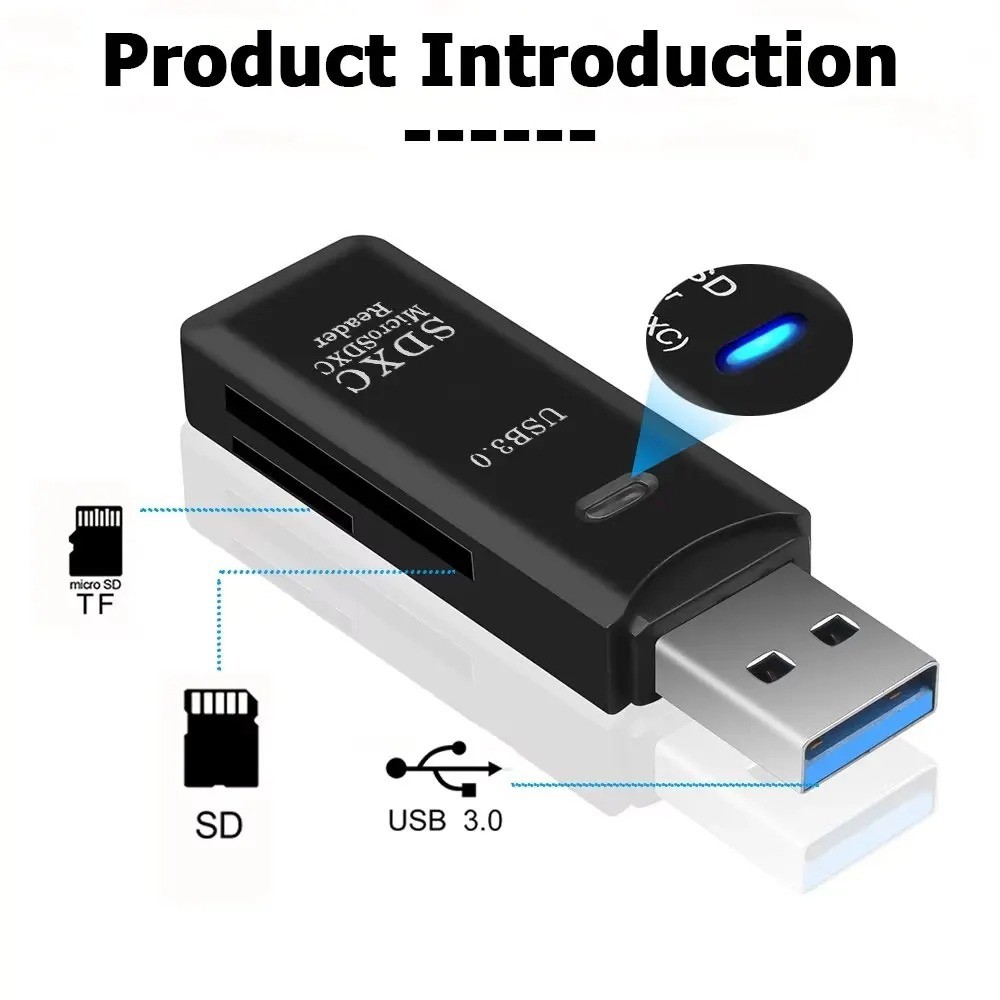 Multi Functional 2-in-1 High-speed USB 3.0/2.0 Card Reader Supports TF+SD Comput