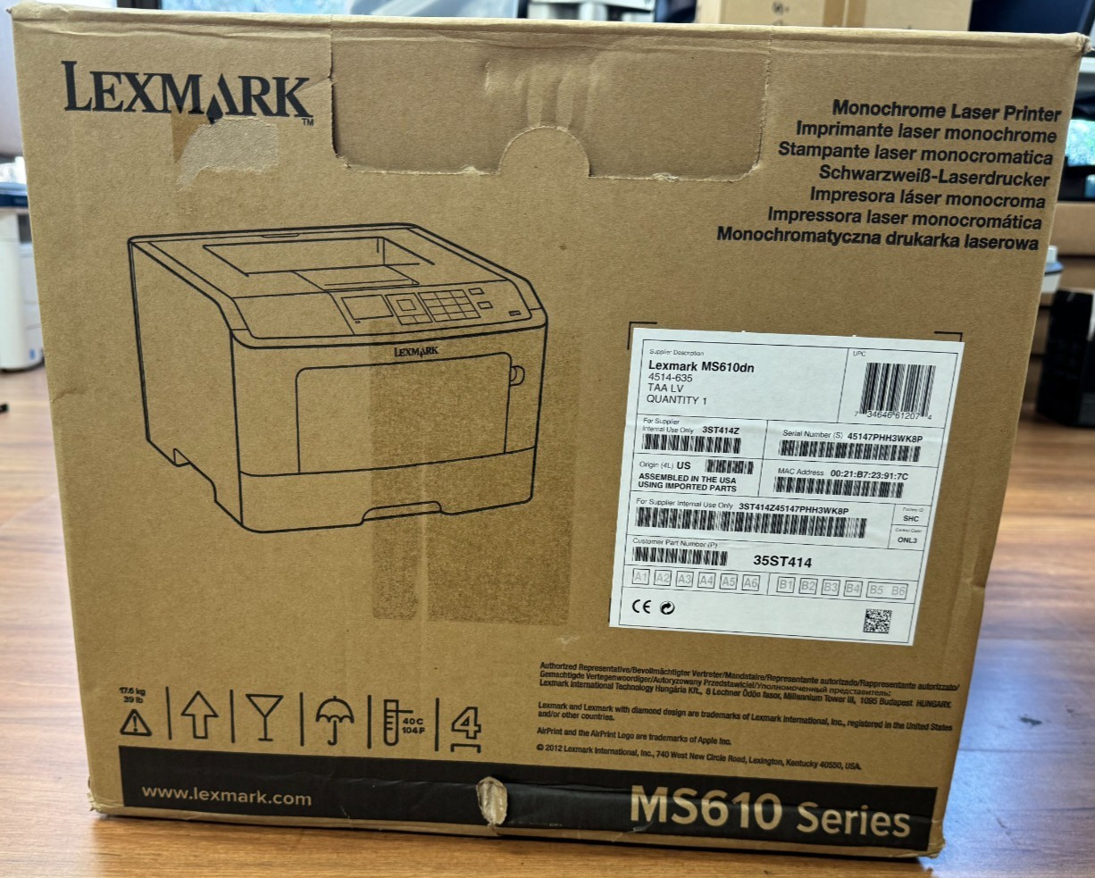 New Lexmark MS610DN – MS610 MS610N Monochrome Laser Printer – Network Duplex