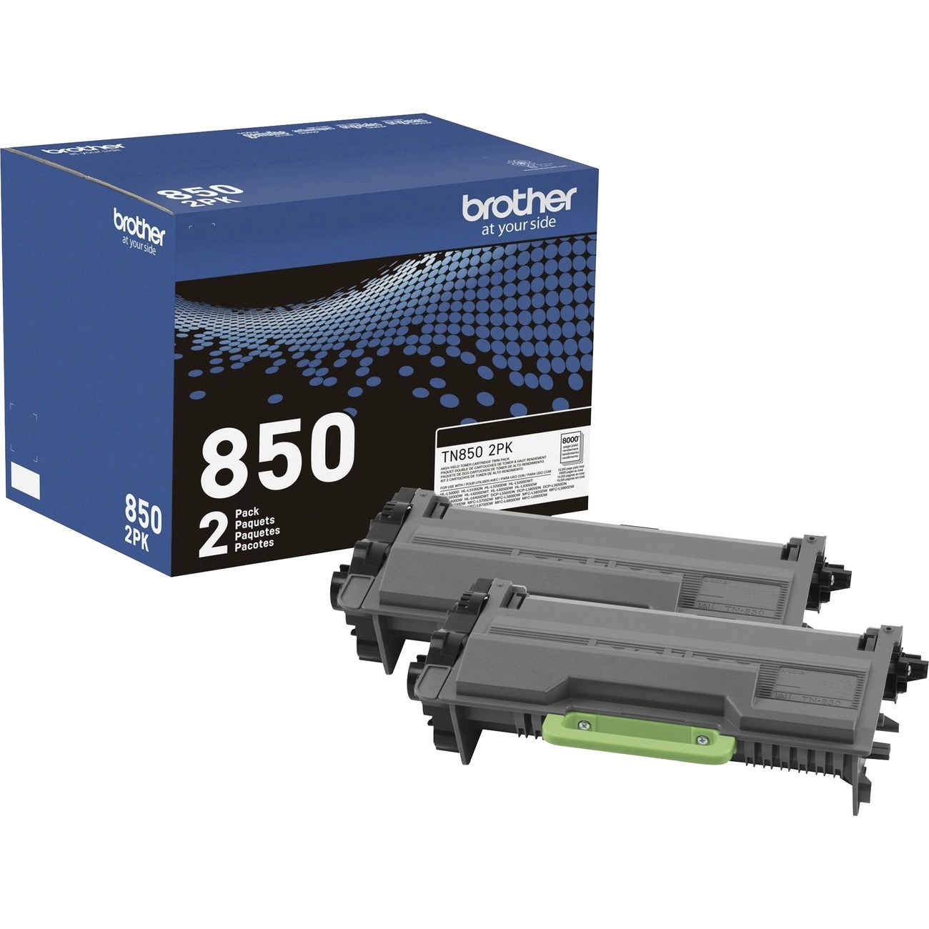 Brother Genuine High-Yield Black Toner Cartridge Twin Pack TN850 2PK (tn8502pk)
