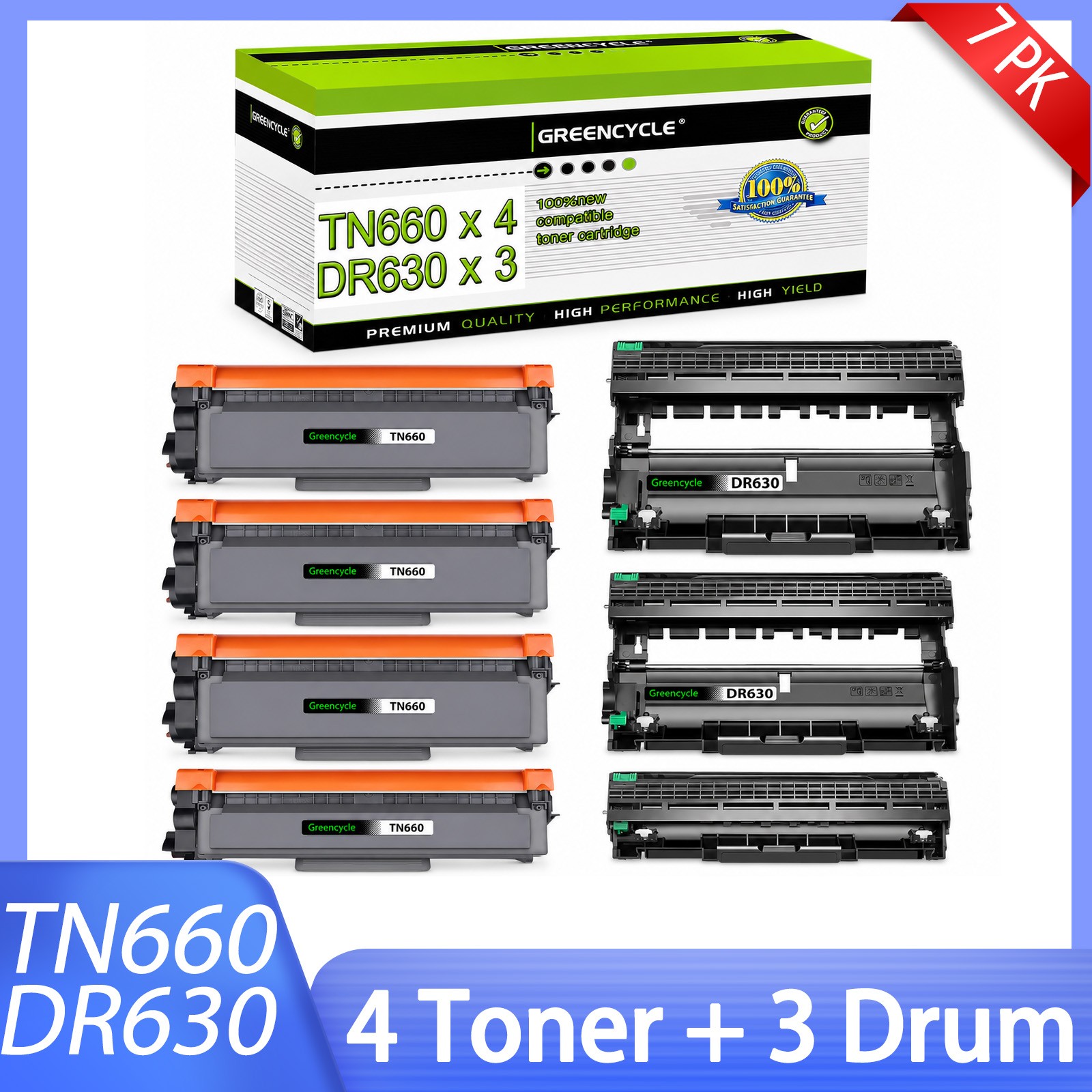 4*TN660 Toner 3*DR630 Drum For Brother TN-630 MFC-L2700DW HL-2300D DCP-L2540DW