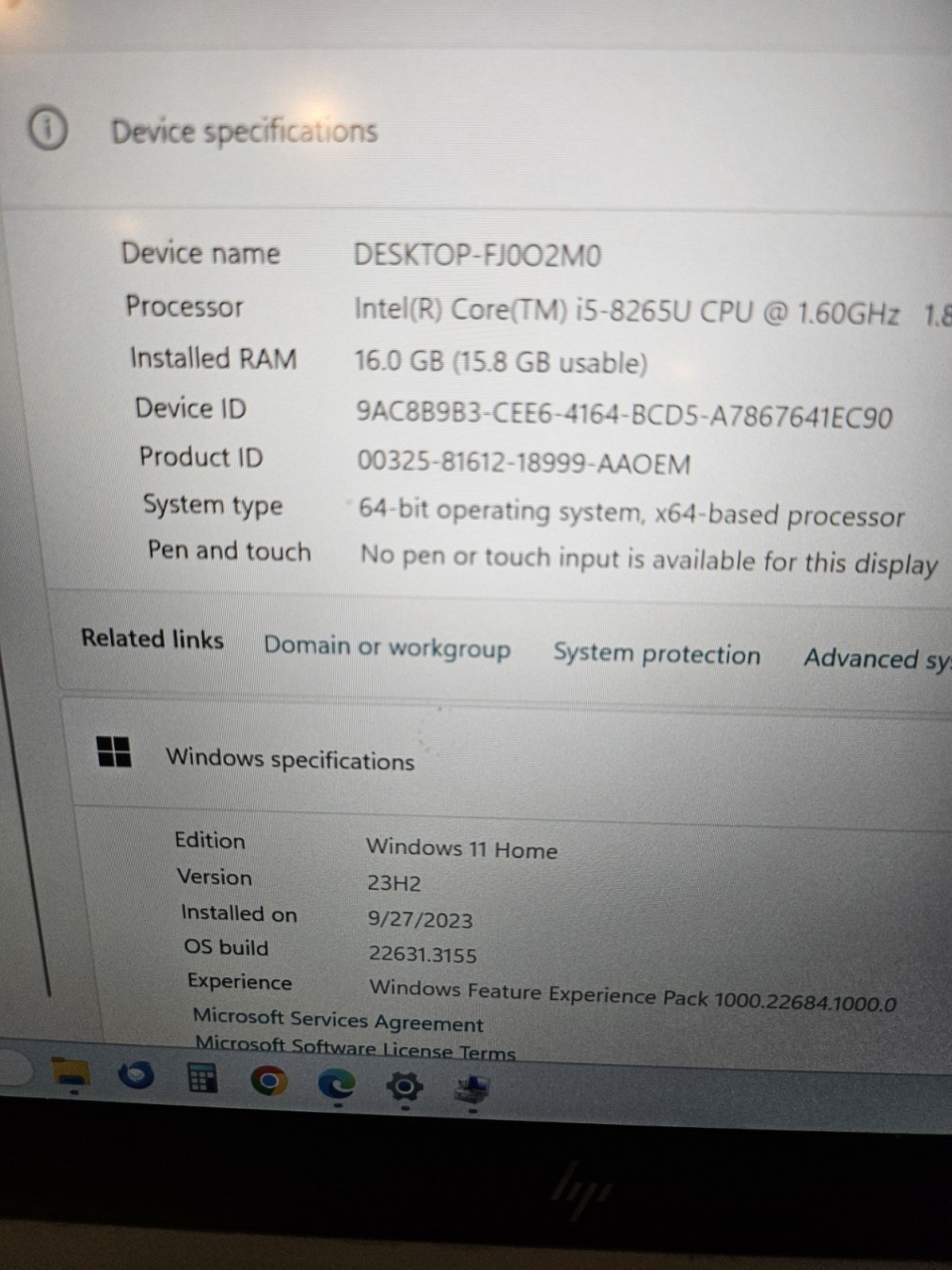 HP EliteBook FJ0O2M0 16.0 GB Windows 11 64 based processor laptop