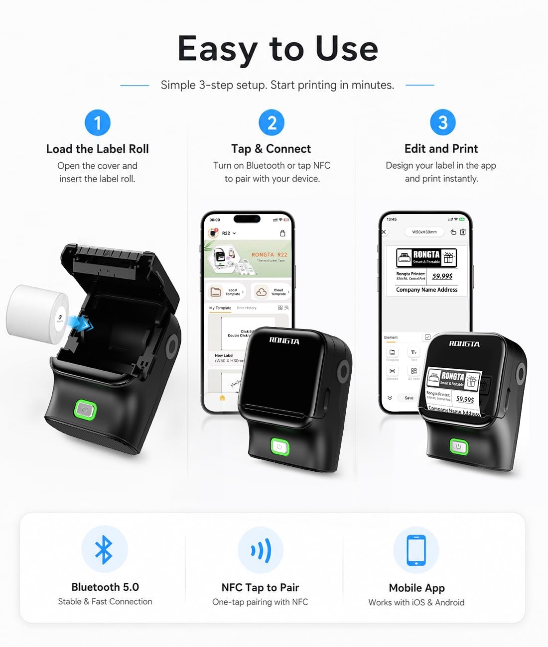 Bluetooth Label Maker Machine, Thermal Label Printer Easy to Use for Office, …