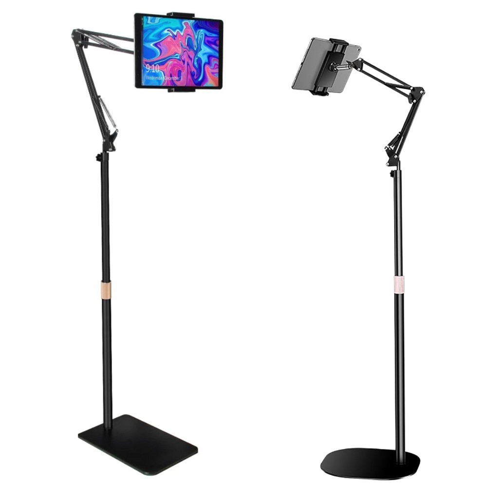 Universal 360° Tablet Holder Floor Stand Clamp Adjustable for 4-17″ Phone iPad