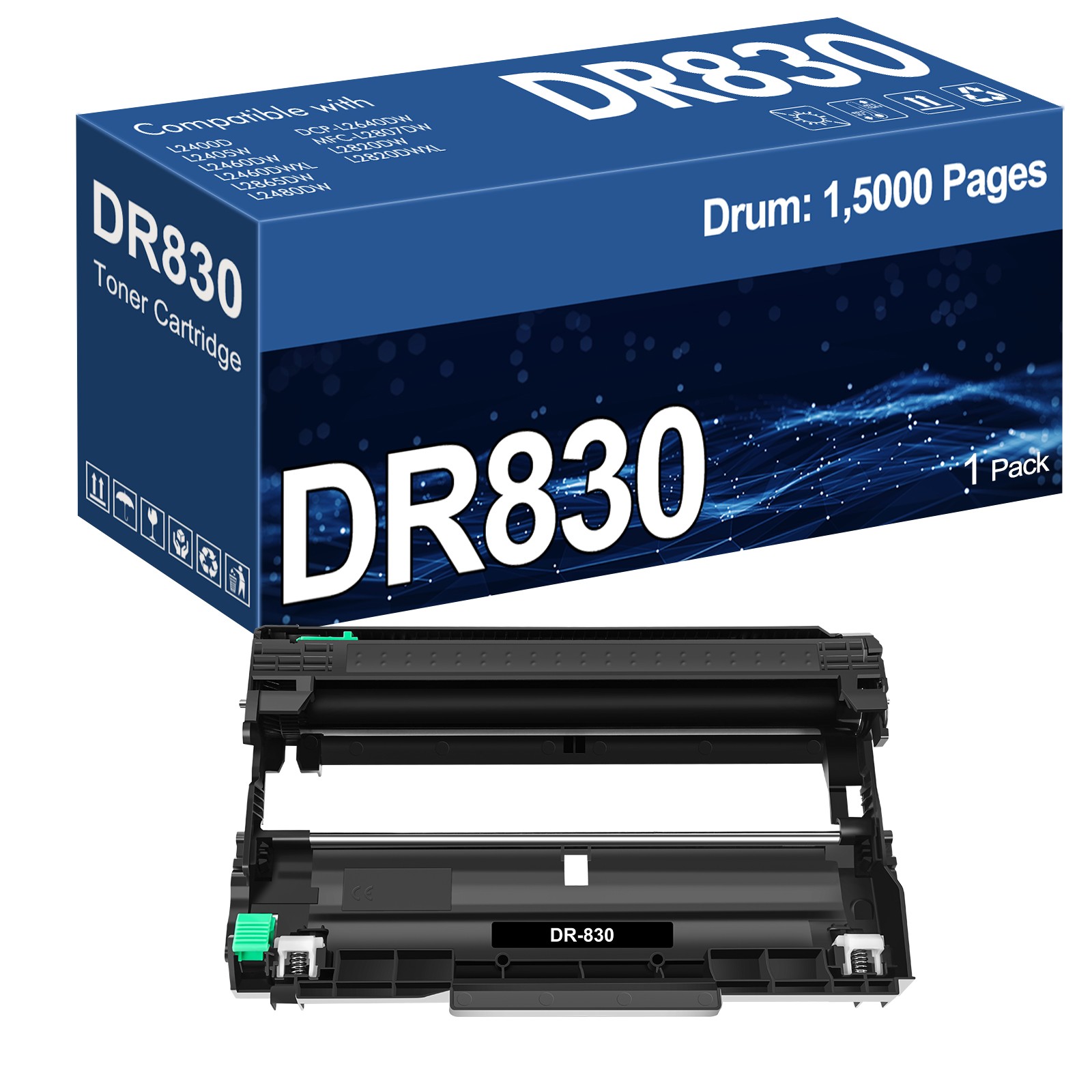 1PK TN830 XL Toner Cartridge for Brother DR830 HL-L2400D HL-L2405W DCP-L2640DW