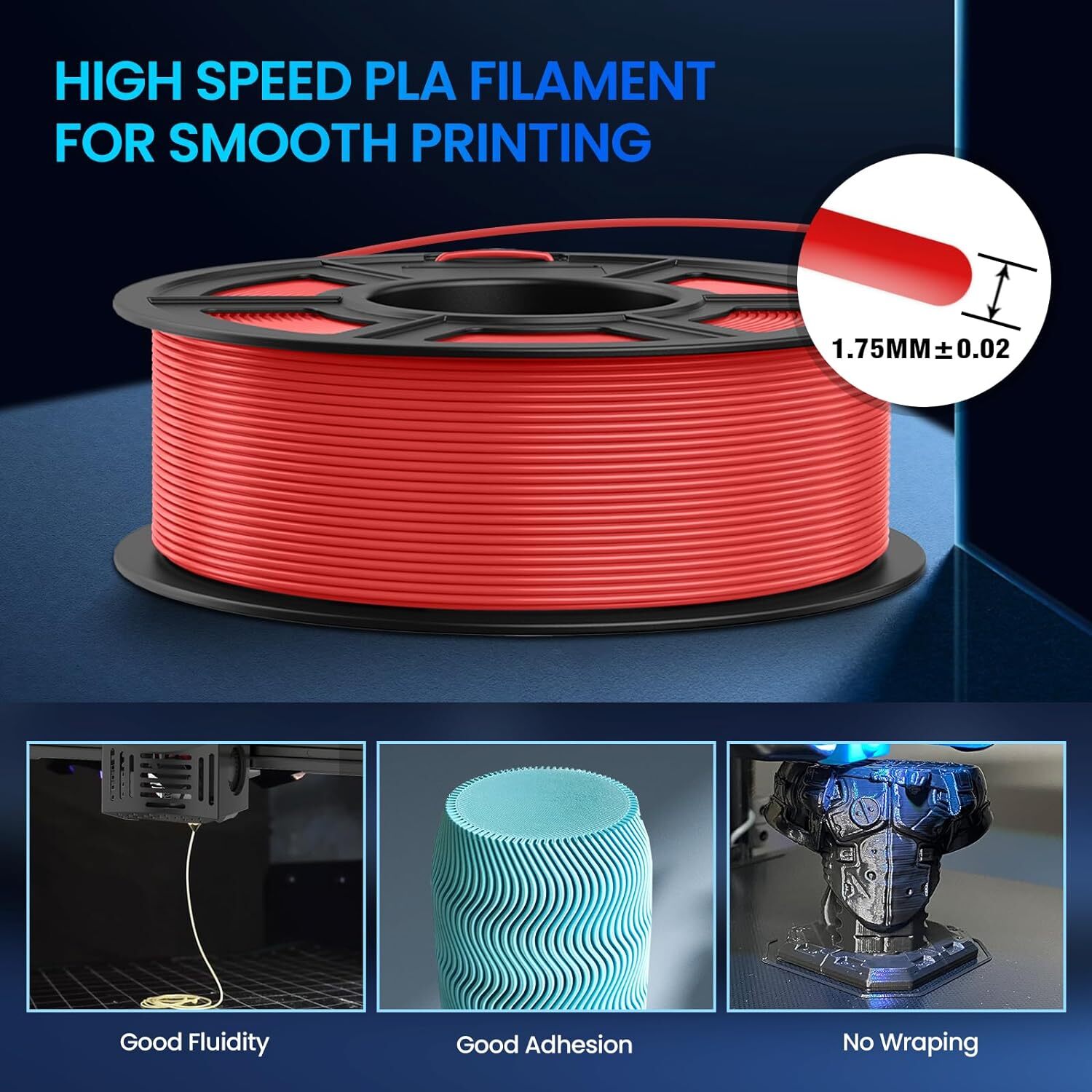 JAYO 10Rolls 1.75mm Filament 3D Printer PLA PLA+ SILK PETG 1.1KG Low Shrinkage