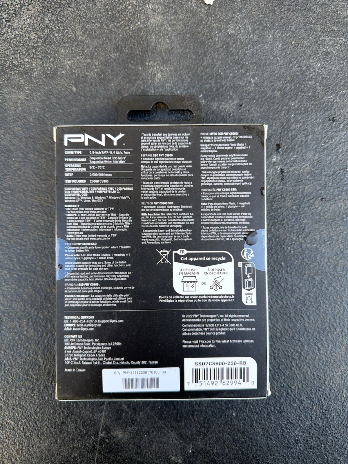PNY CS900 250GB 3D NAND 2.5″ SATA III Internal Solid State Drive (SSD)