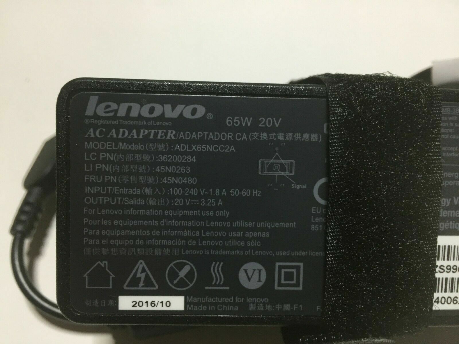 Lot of 5 Genuine Lenovo 65W 20V 3.25A Power Adapter w/ Cables SQUARE TIP