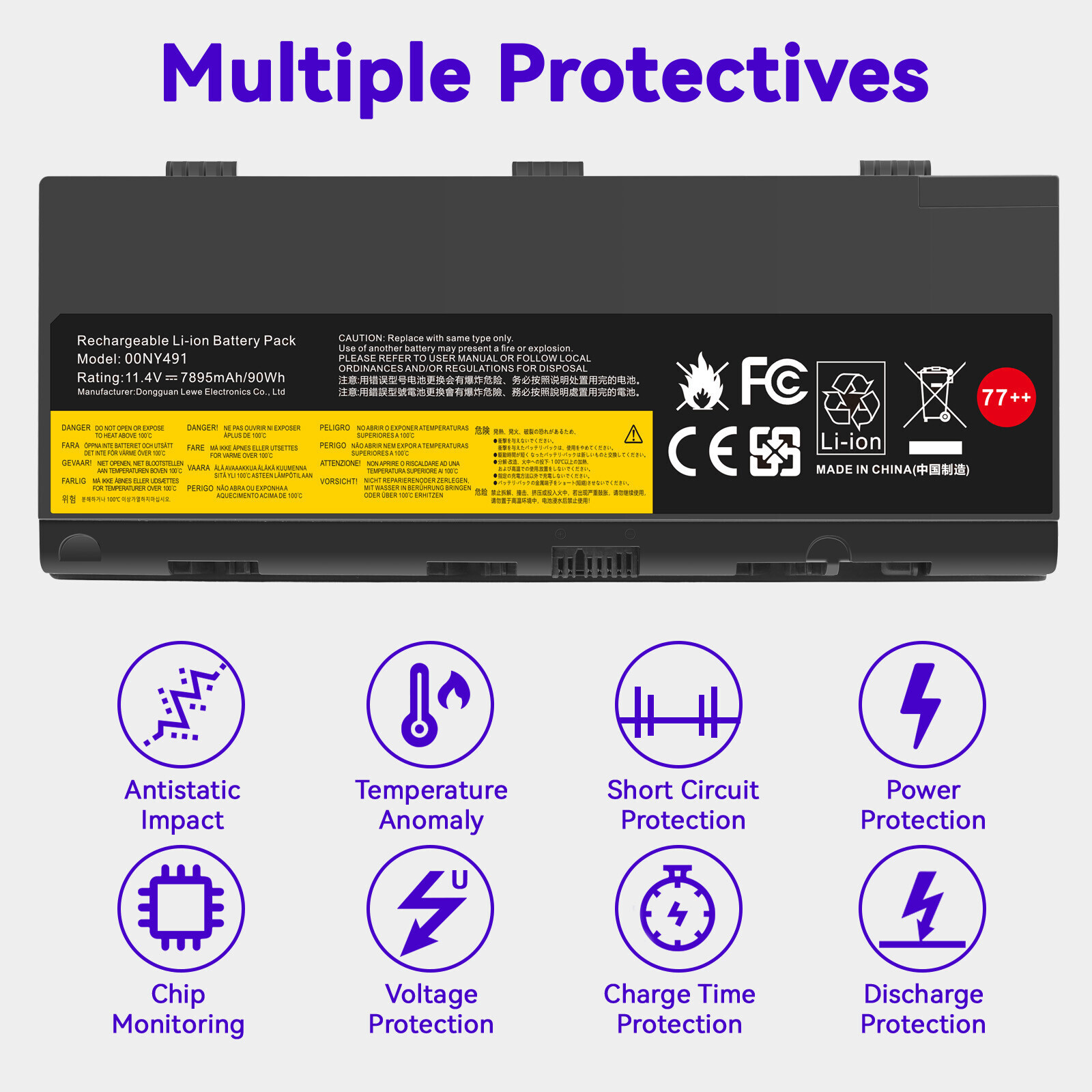 77+ Battery for Lenovo Thinkpad P50 P51 P52 Series 00NY492 00NY493 90wh New