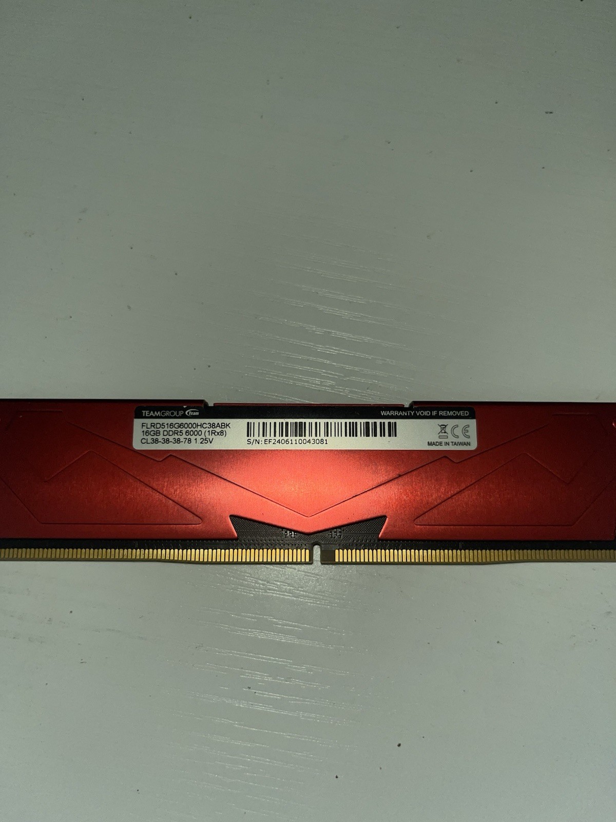 Team Group T-Force Vulcan DDR5 16GB 6000 DIMM 288-Pin RAM FLRD516G6000HC38ABK