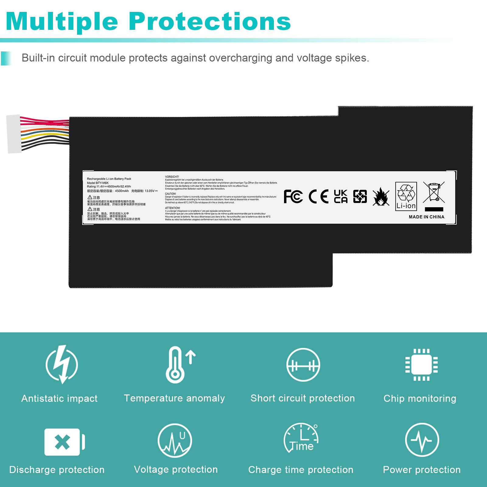BTY-M6K Battery For MSI GF63 Thin 8RD 8RC 9SC GF75 Thin 3RD 8RC 8RD 9SC 52.4Wh