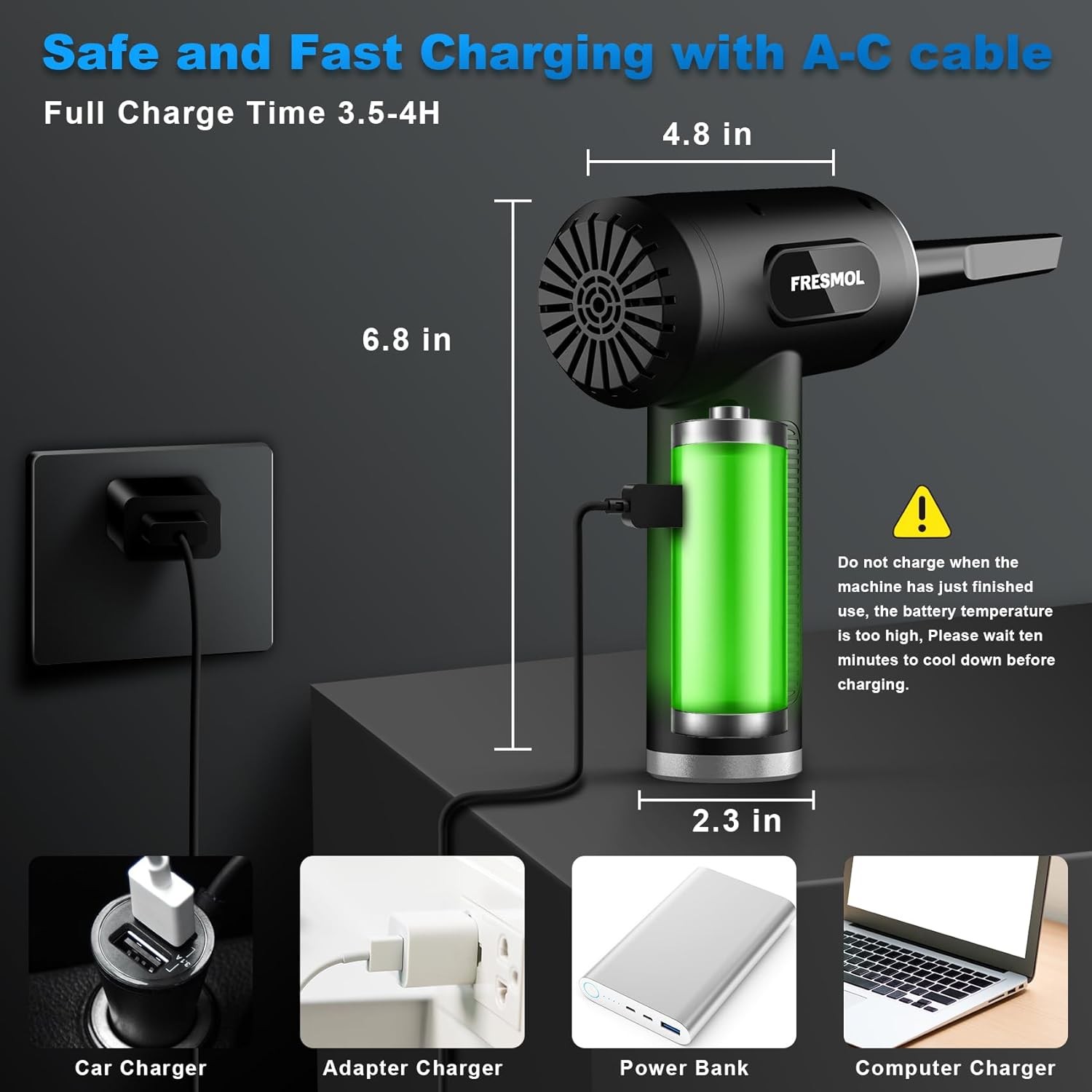 Compressed Air Duster-3 Gear Adjustable 100000RPM Electric Air Duster with LED L