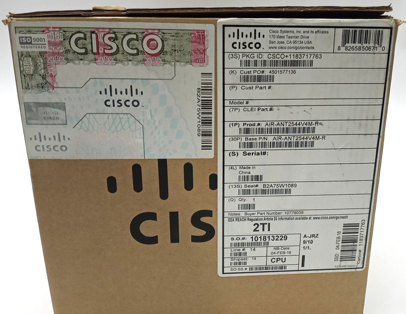 NEW Open Box Cisco AIR-ANT2544V4M-R Dual-Band Omnidirectional Antenna N1967 C9