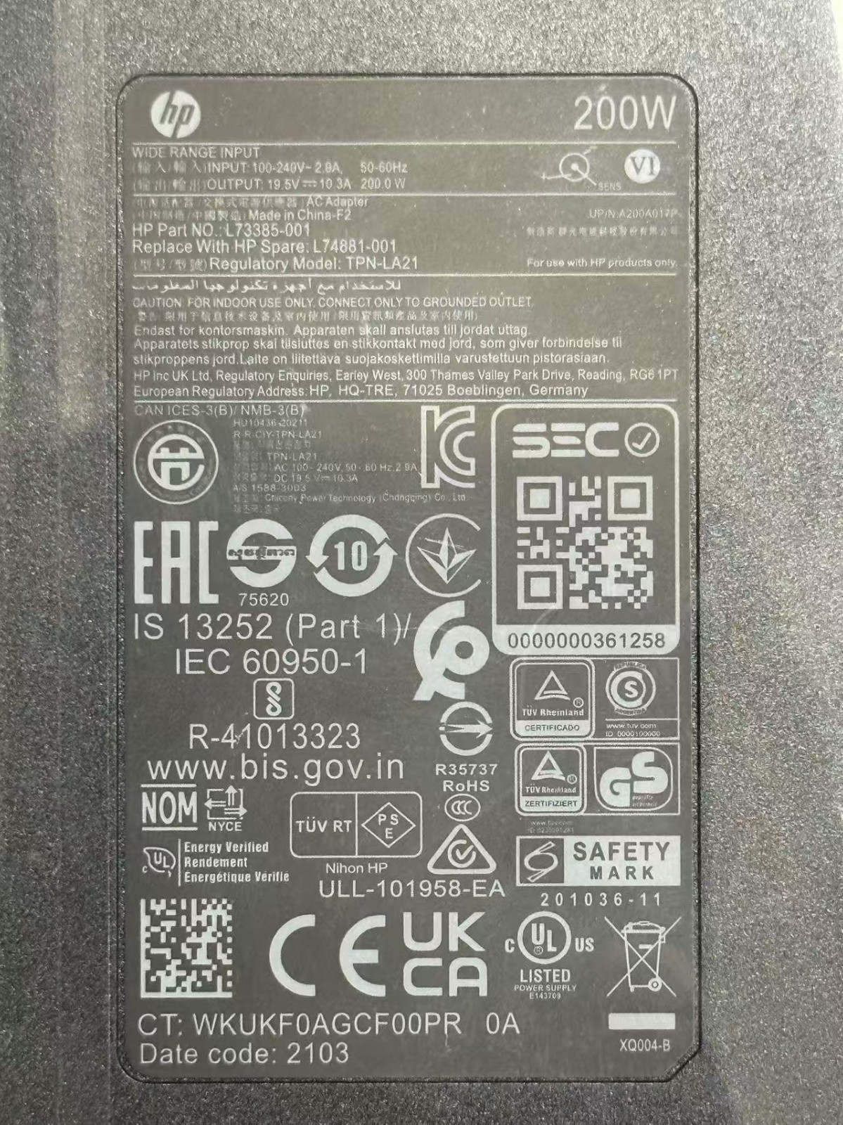 HP 200w laptop charger for HP Omen Pavilion 15 16 17 Victus 15 16 Zbook 15 17