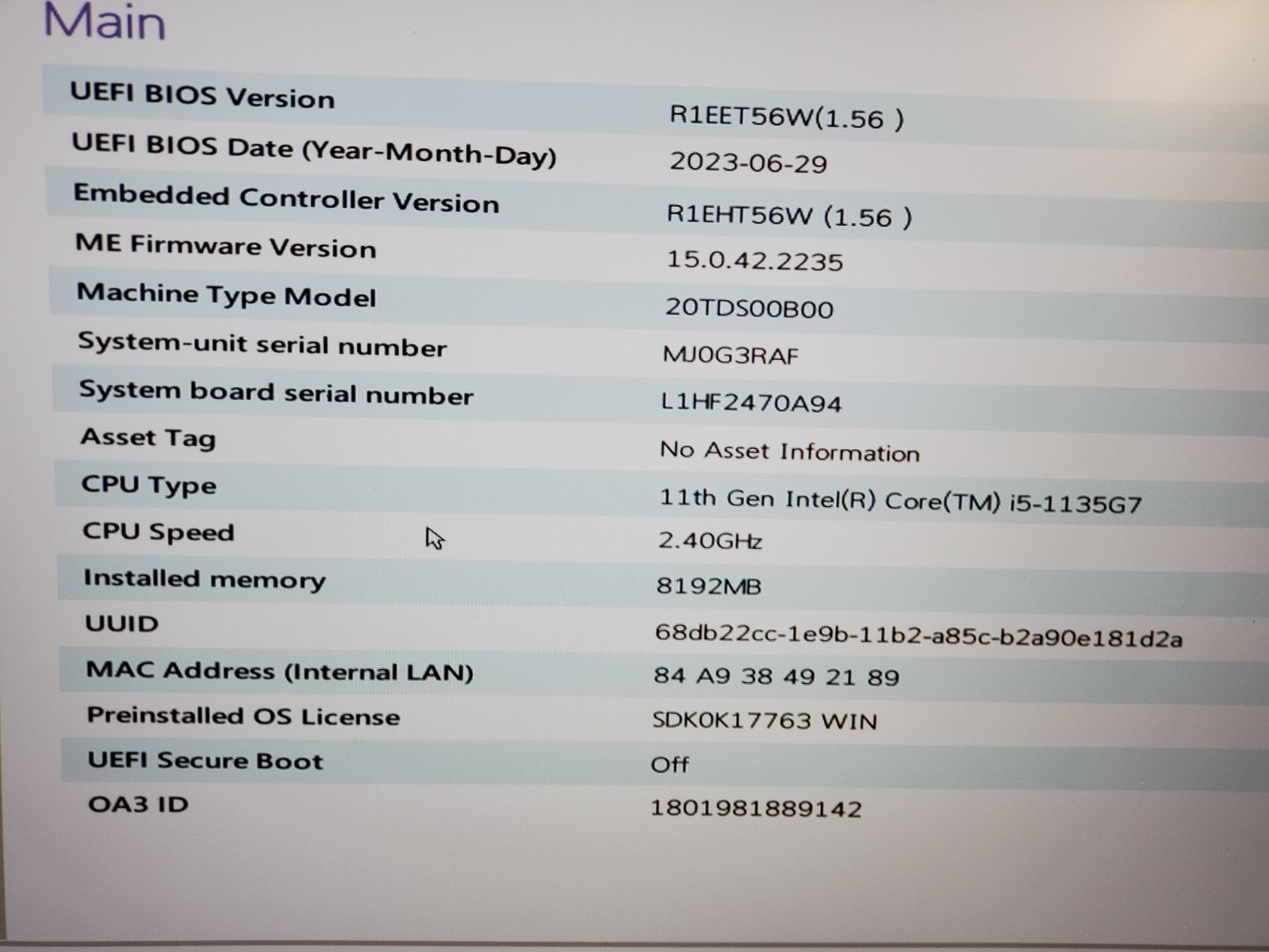 Lenovo Thinkpad E15 Gen 2 i5 1135G7 2.4GHZ/ 8GB/ 256GB SSD #P 3004