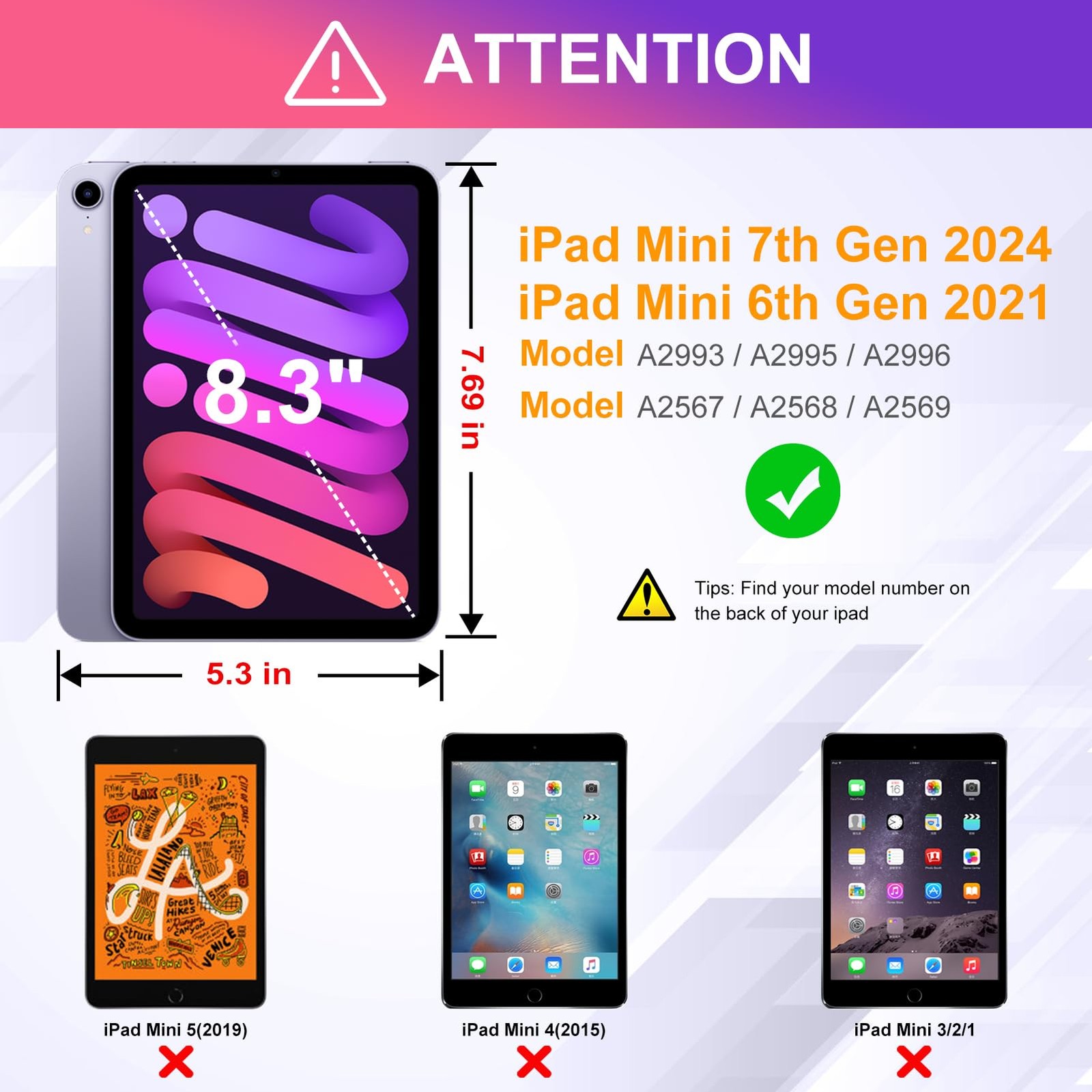Shockproof Case for iPad mini 7 (A17 Pro) 2024 / iPad mini 6 2021 8.3 Inch, D…