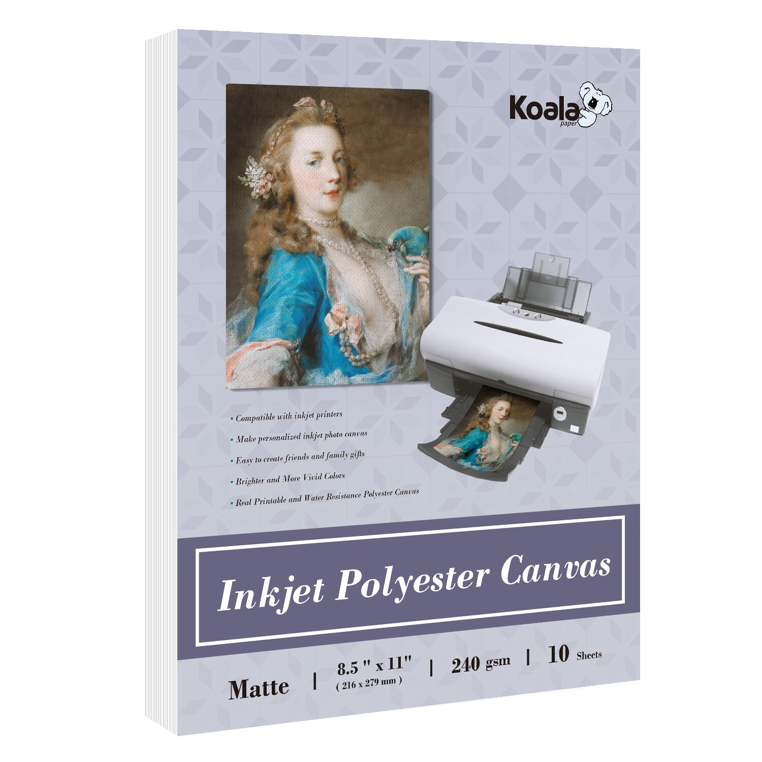 Koala Inkjet Printable Canvas Printer Photo Paper 8.5×11 Matte 240g Waterproof