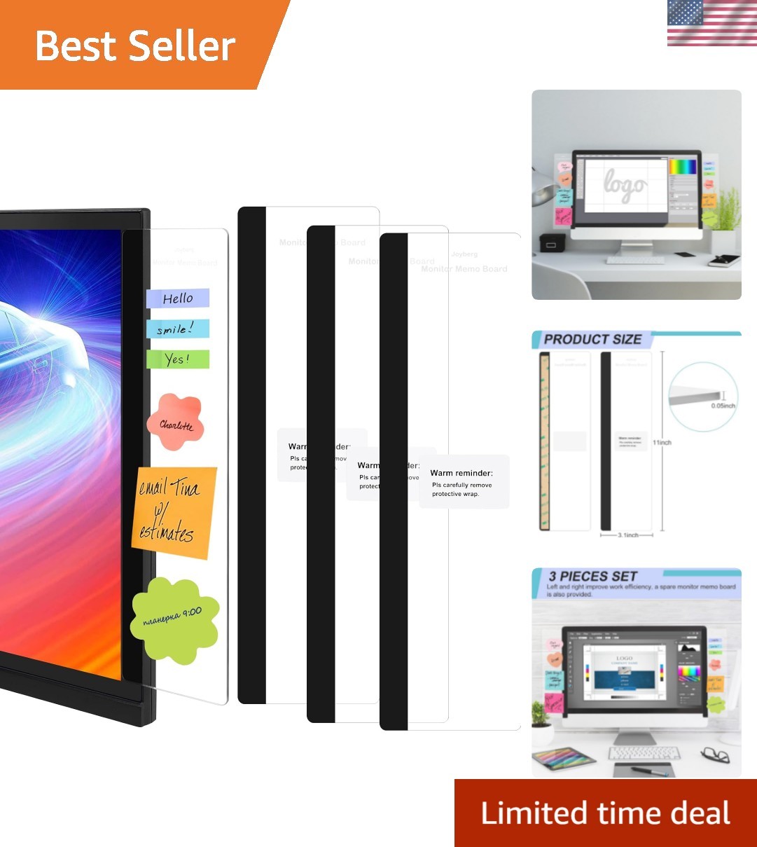 3PCS Monitor Memo Board, Memo Board for Computer Monitor, Monitor Memo Board …
