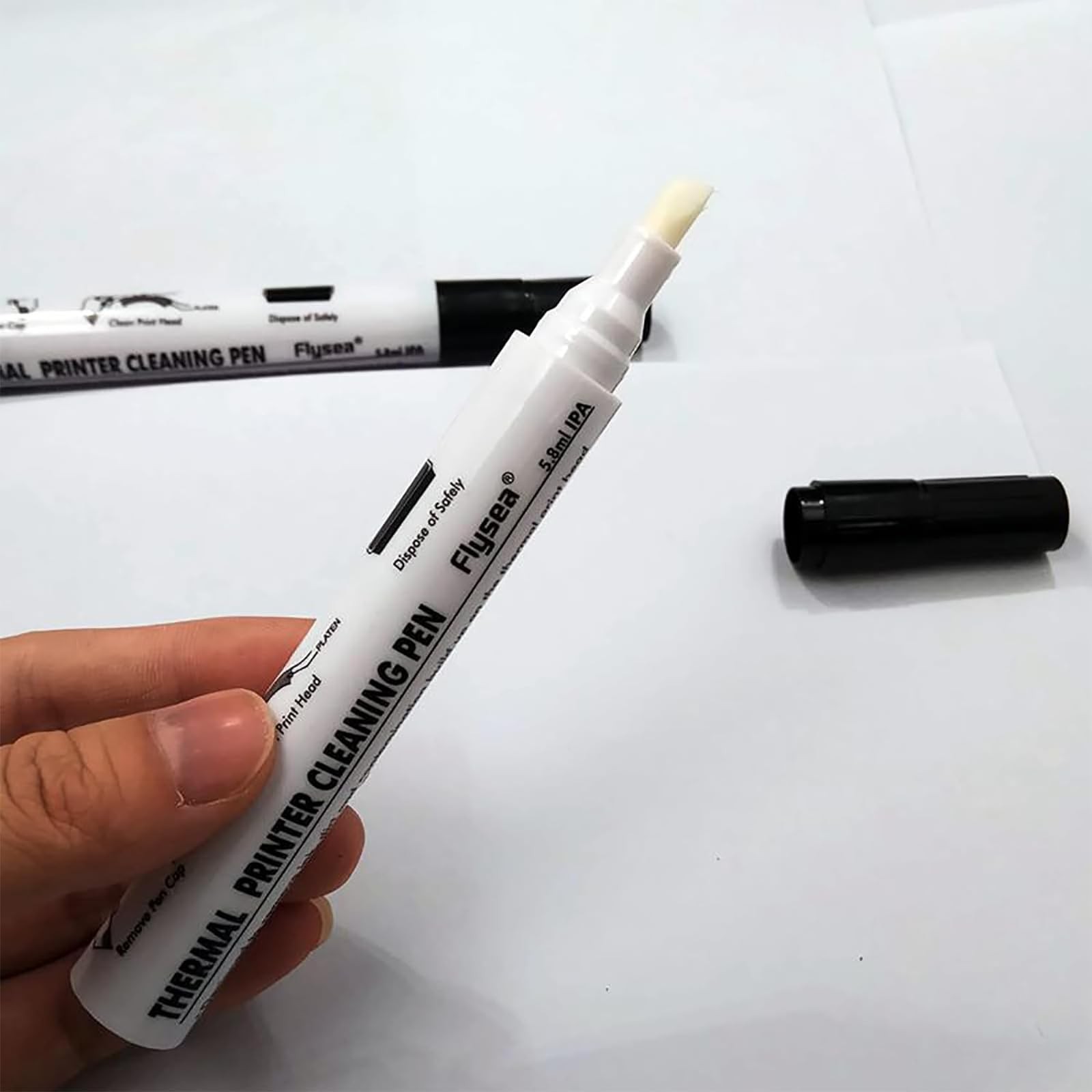 GREUS 5 Pack Thermal Printer Cleaning Pen Universal Print One Size, clear