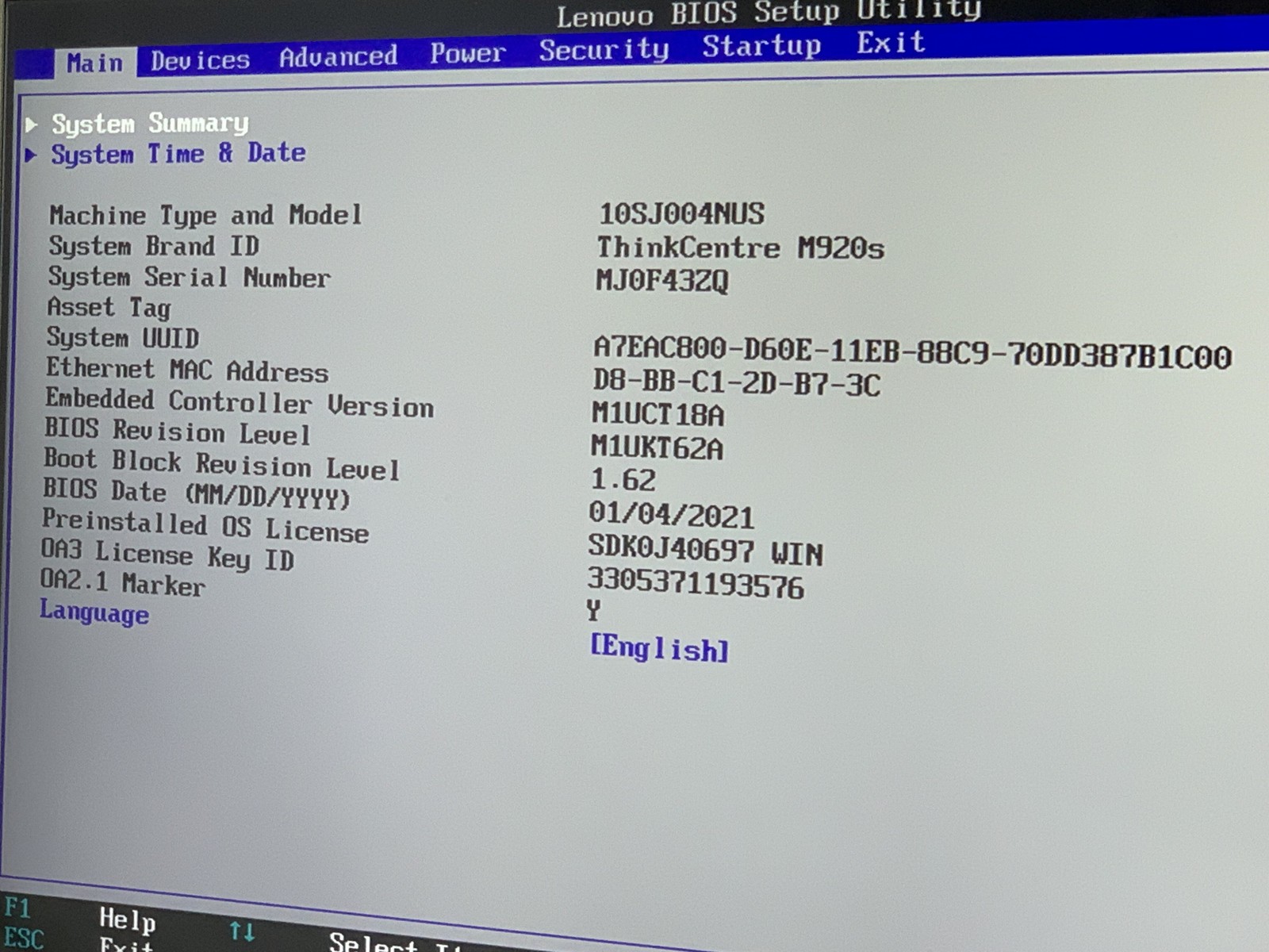 Lenovo ThinkCentre M920s Core i7-9700 3GHz 8GB RAM NO HDD NO OS Fair