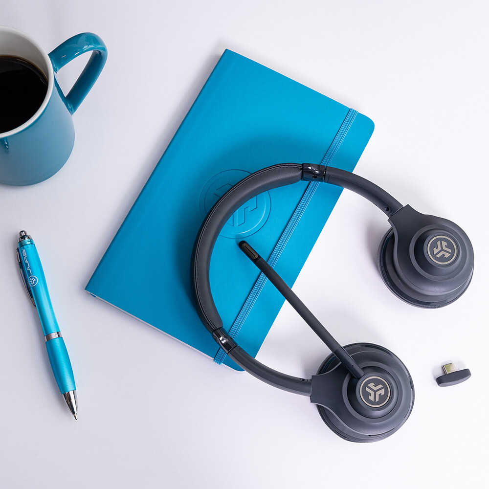 JLab GO Work Wireless On-Ear Headset Gen 2, Boom Mic, Bluetooth & Wired,