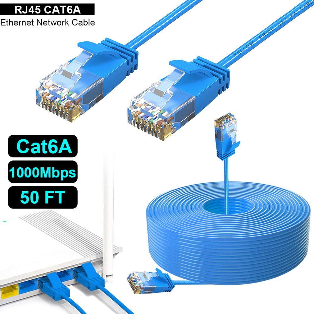 Outdoor 50FT Cat6a Ethernet Cable Shielded 600MHz Ethernet Patch Cord [US Stock]