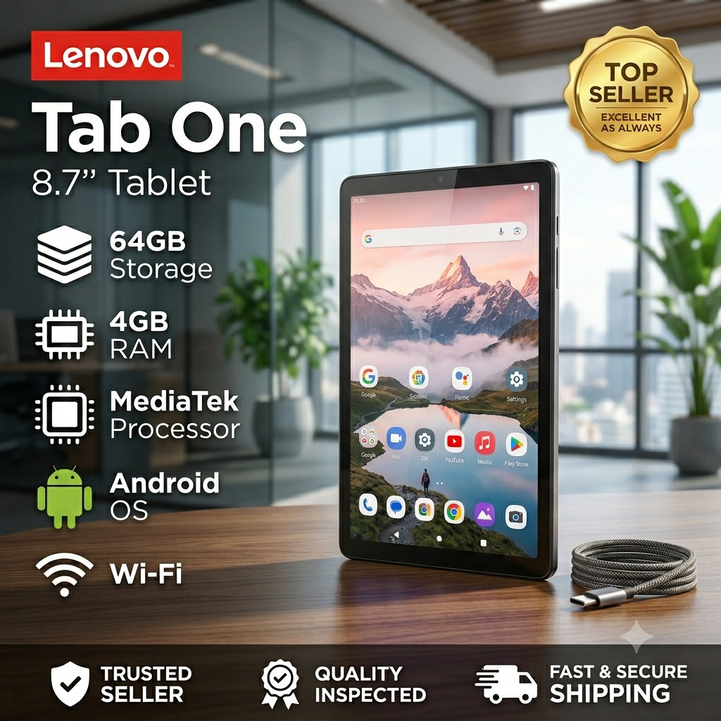 Lenovo Tab One 8.7″ 64GB Wi-Fi Android Tablet Grey ZAF00067US Excellent