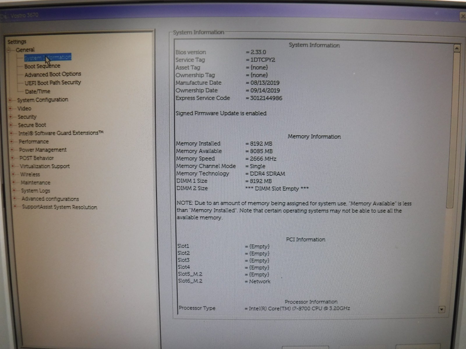 Dell Vostro 3670 Tower PC | Intel i7‑8700 3.2GHz | 8GB RAM | No HDD/OS | 1DTCPY2