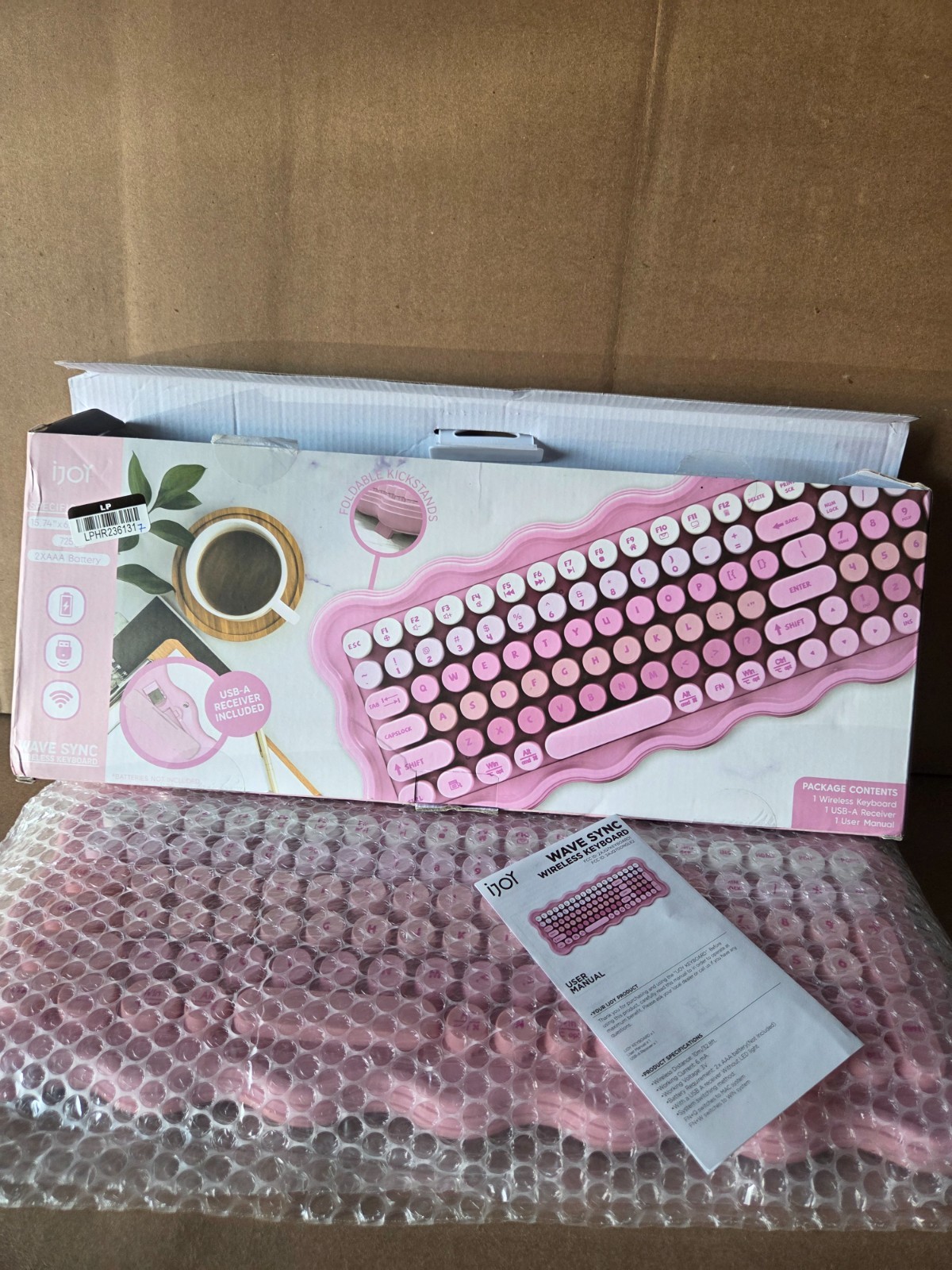 IJoy Wave Sync Compact Round Key Wireless QWERTY Keyboard Pink IJ10498-TT