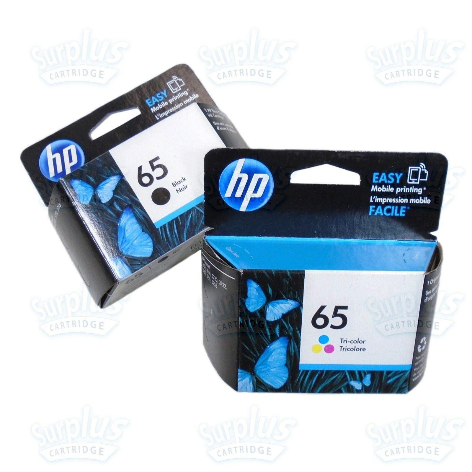 Genuine HP 65 Black & Color DeskJet 2622 2624 3752 3755 3758 (Retail Box)