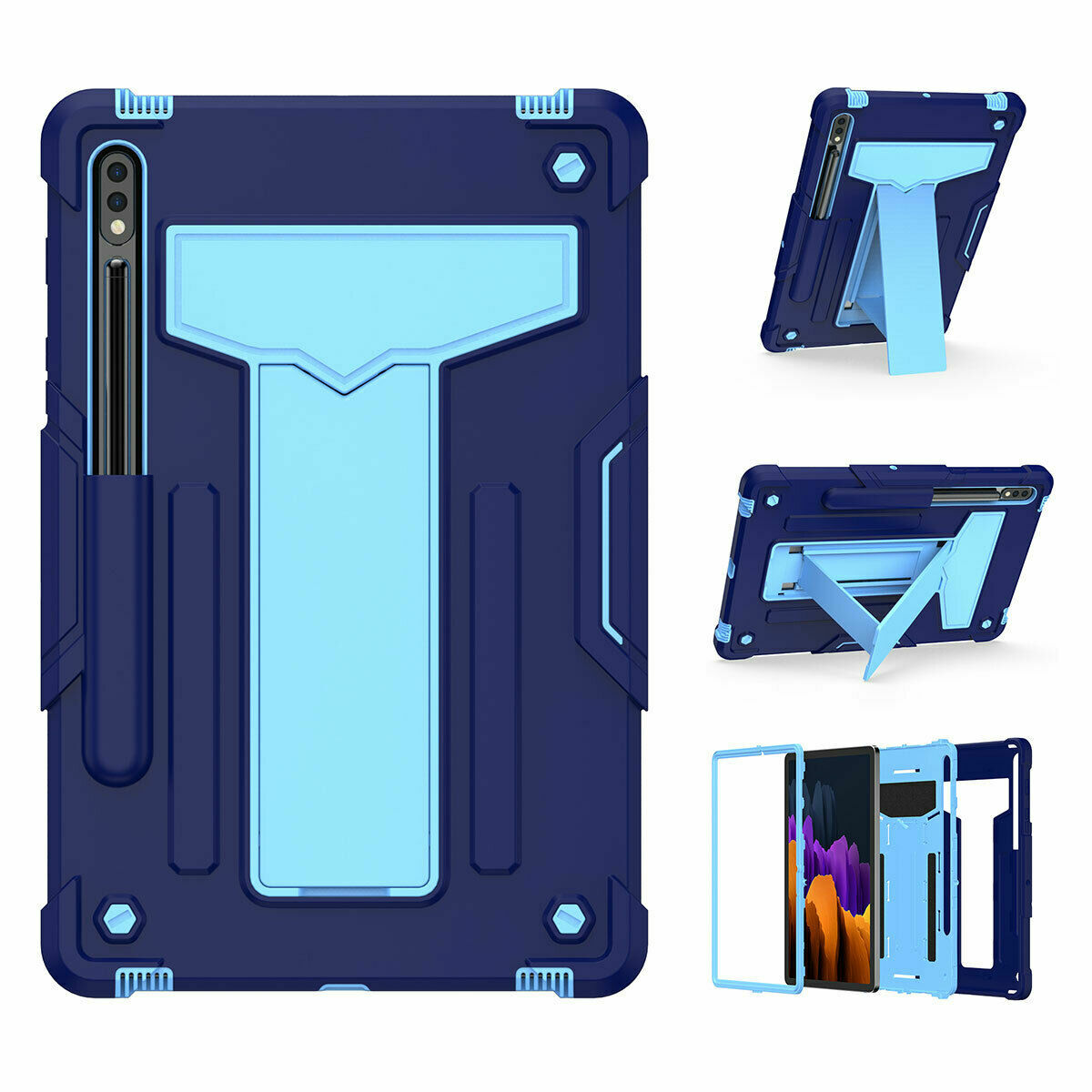 For Samsung Galaxy Tab S7 FE 12.4 (T730/T736B) Rugged Case w/ Built In Kickstand