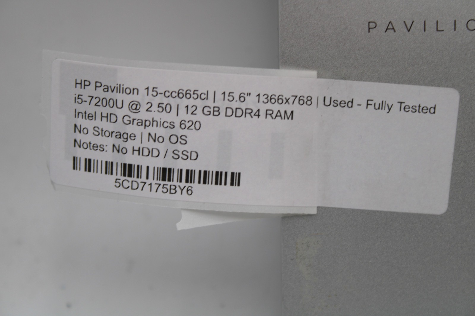 HP Pavilion 15-cc023cl Touch i5-7200U @ 2.5 GHz 12GB RAM No SSD No OS