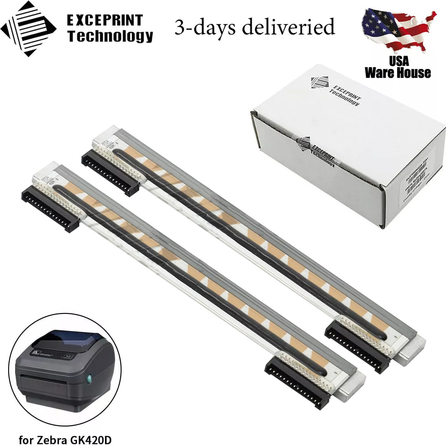 2X 203dpi Printhead for Zebra GK420D GX420 ZP450 ZP500 Printer 105934-037