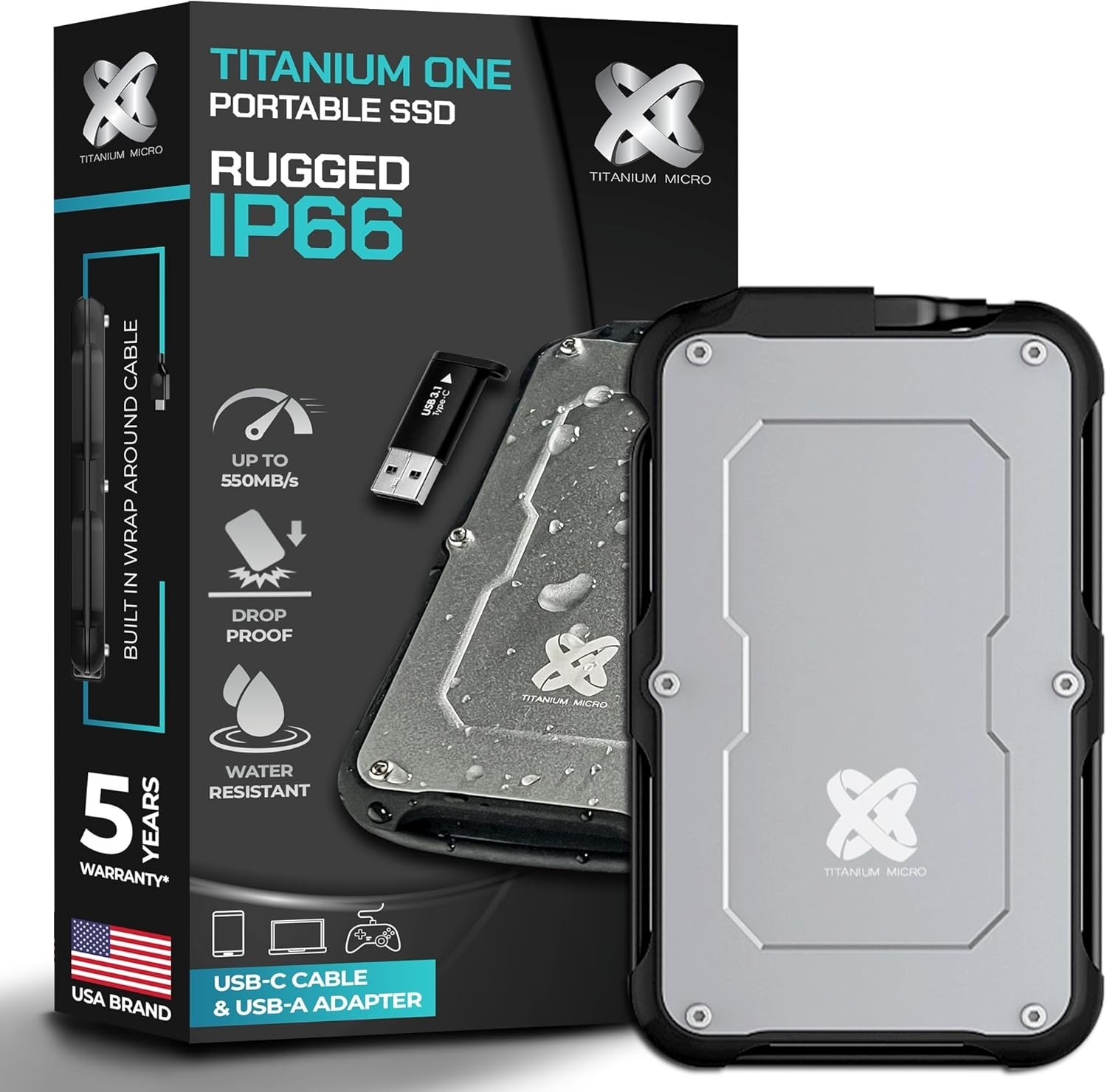 Titanium Micro 2TB Titanium One Extenal Portable SSD Up to 450Mb/s USB3.2 gen 2