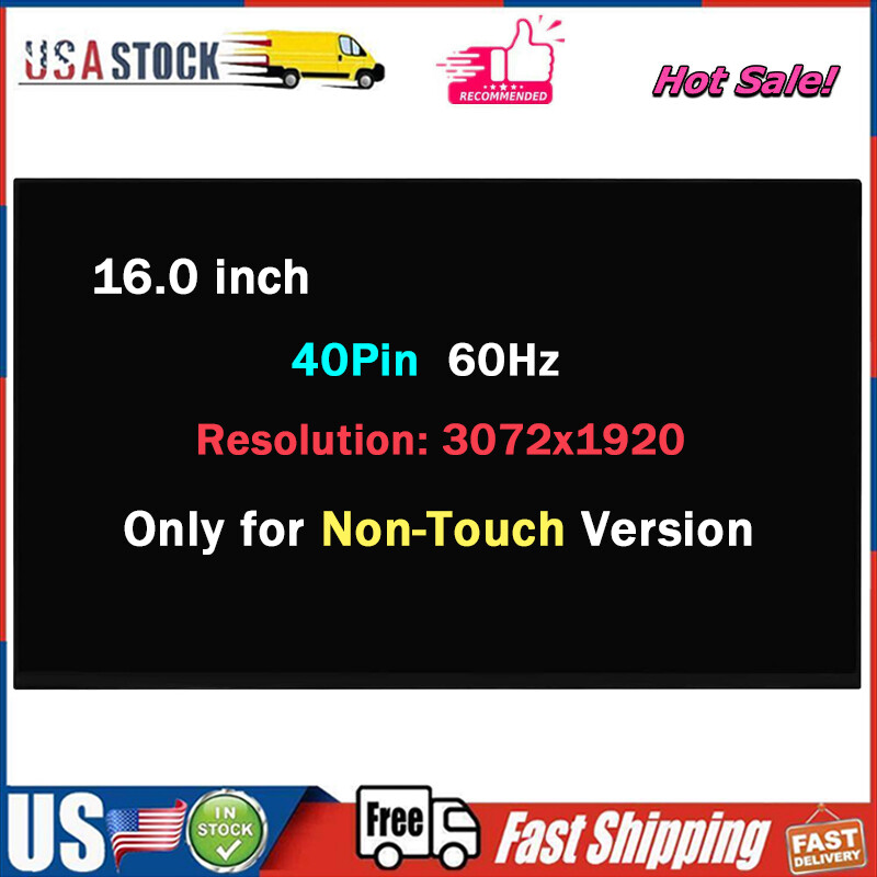 For Dell Inspiron 16 Plus 7610 7620 P107F P107F001 LCD Screen 40Pin 3072×1920