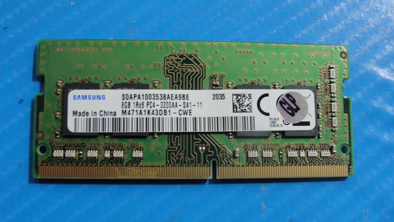 Gigabyte Aero 15 WB Samsung 8GB PC4-3200AA SO-DIMM Memory RAM M471A1K43DB1-CWE