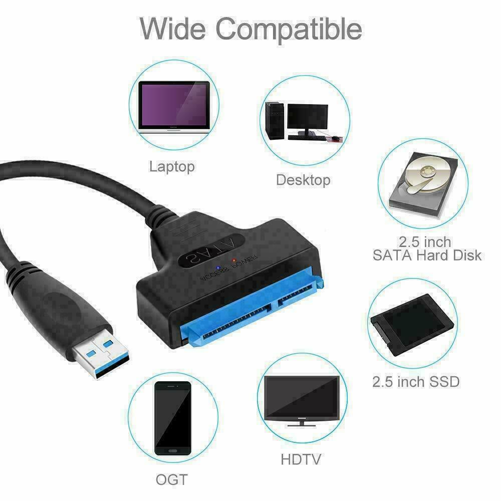 USB 3.0 to SATA III Hard Drive Adapter Cable 2.5″ SSD UASP SATA HDD to USB 3.0