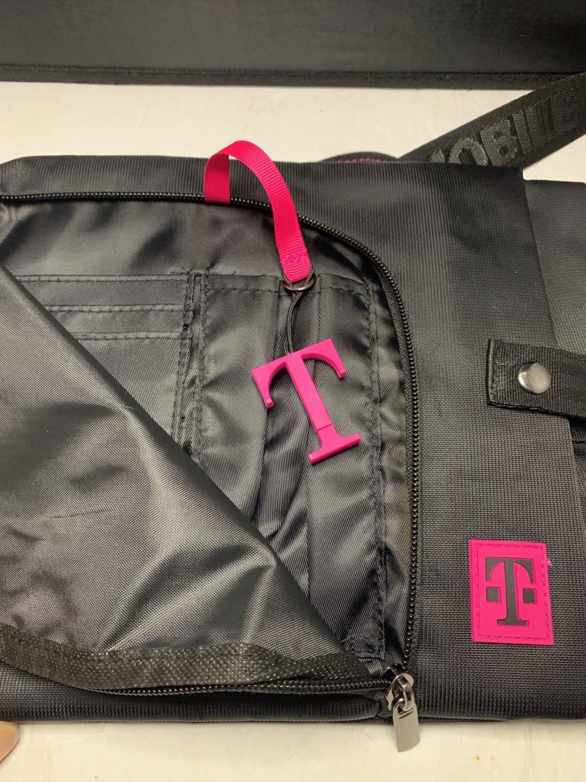 T-Mobile Tech Sling Crossbody Organizer Rare Bag- Black w/Magenta “T” Logo