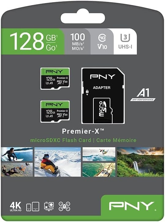 P–GE 128GB Premier-X Class 10 U3 V30 microSDXC Flash Memory Card 2-Pack – 10…