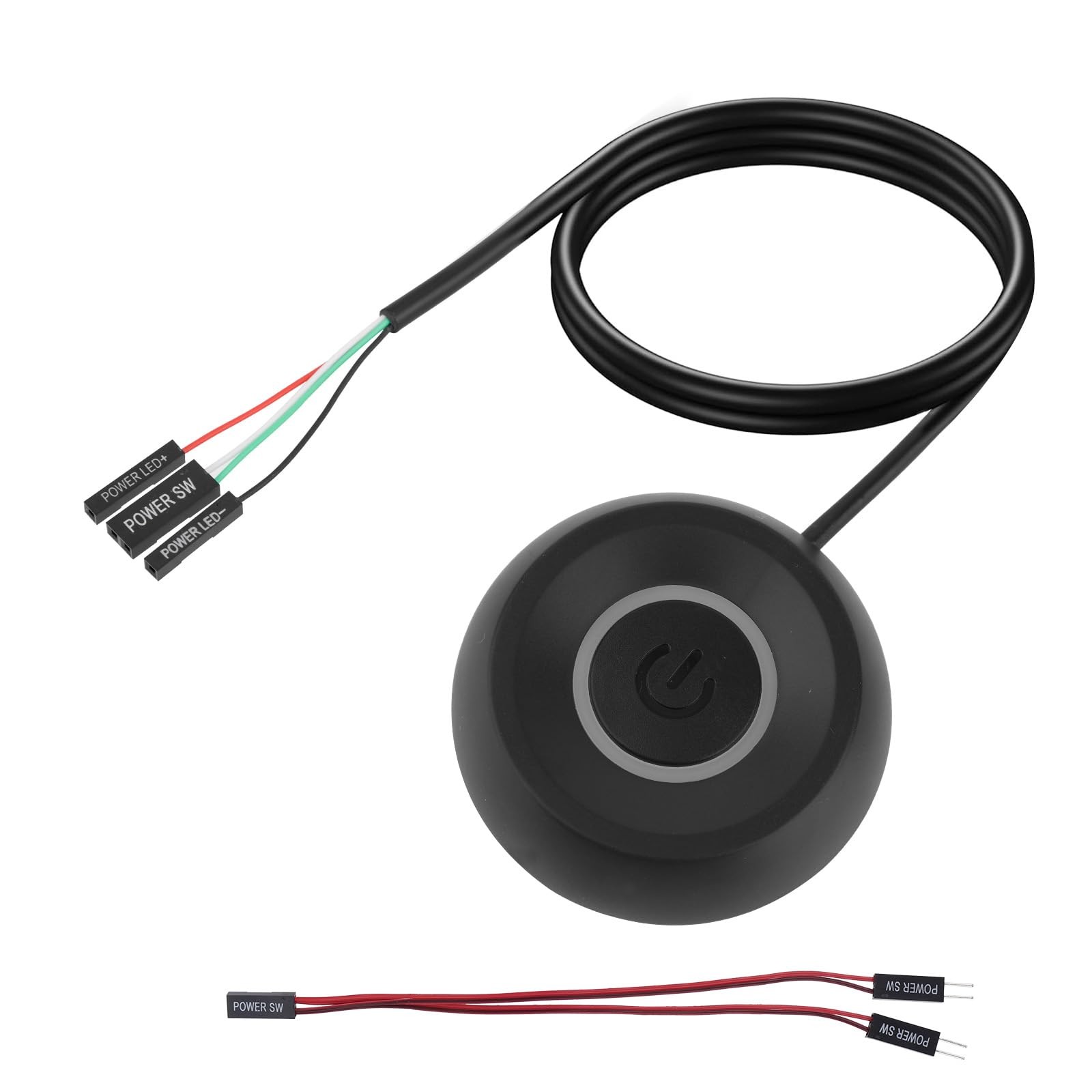 Round PC Power Button, Desktop Computer Start Switch Button Remote black