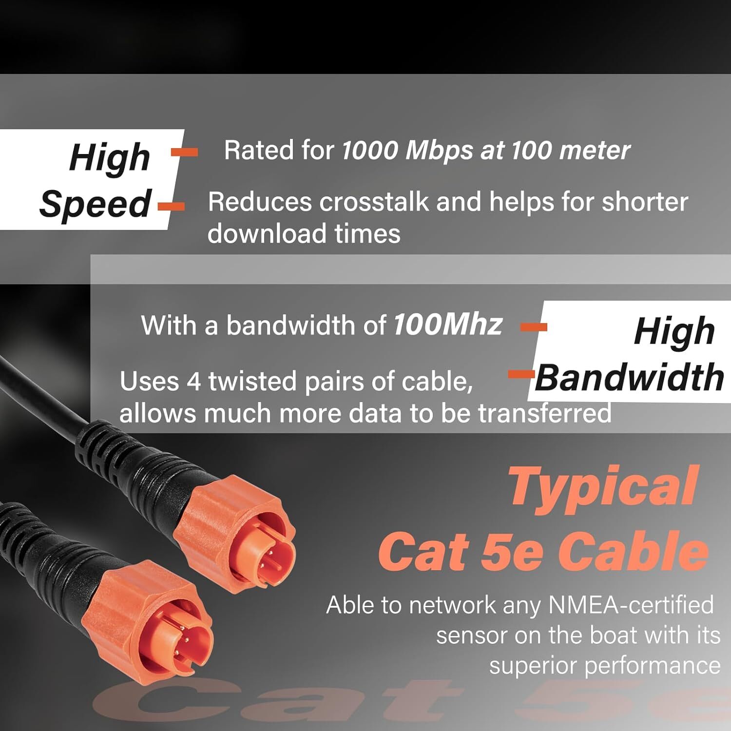 3005.6855 Replacement for Lowrance Ethernet Crossover Cable, Cat5e Cable, 6-Feet
