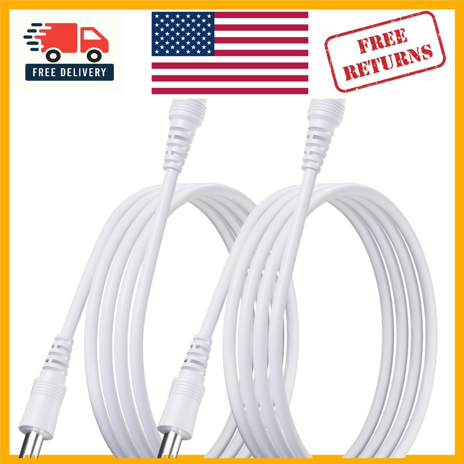 Weatherproof 6FT 12V Power Extension Cord – 2PCS for CCTV, Routers, LED Strips