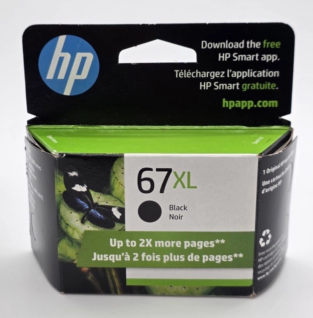 HP 67XL High Yield Black Original Ink Cartridge 005/2027 Brand New Sealed
