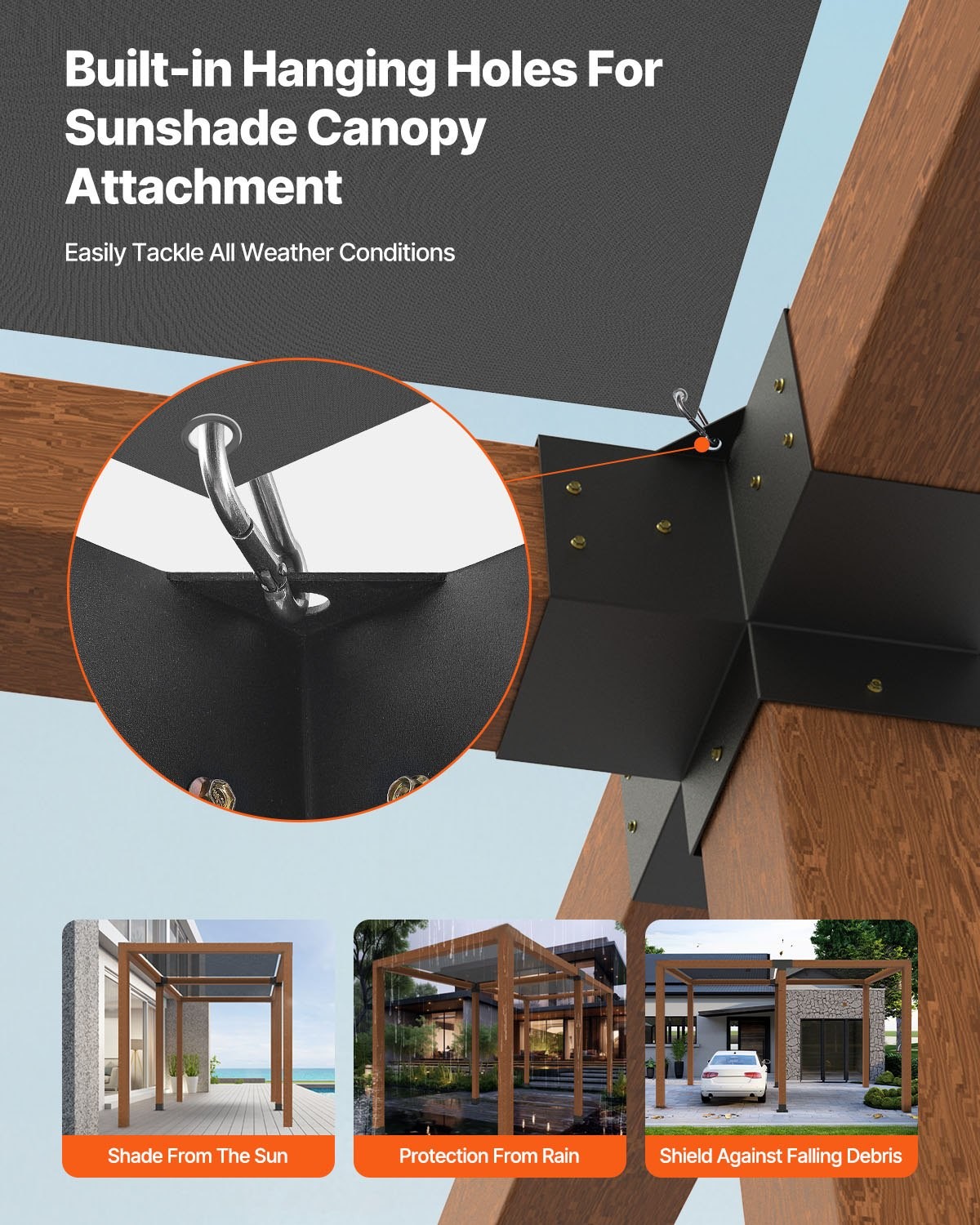 Pergola Bracket Kit, 6×6 Inch (Inner Size 5.5×5.5), 2 Pcs 4-Way Heavy Duty Corne
