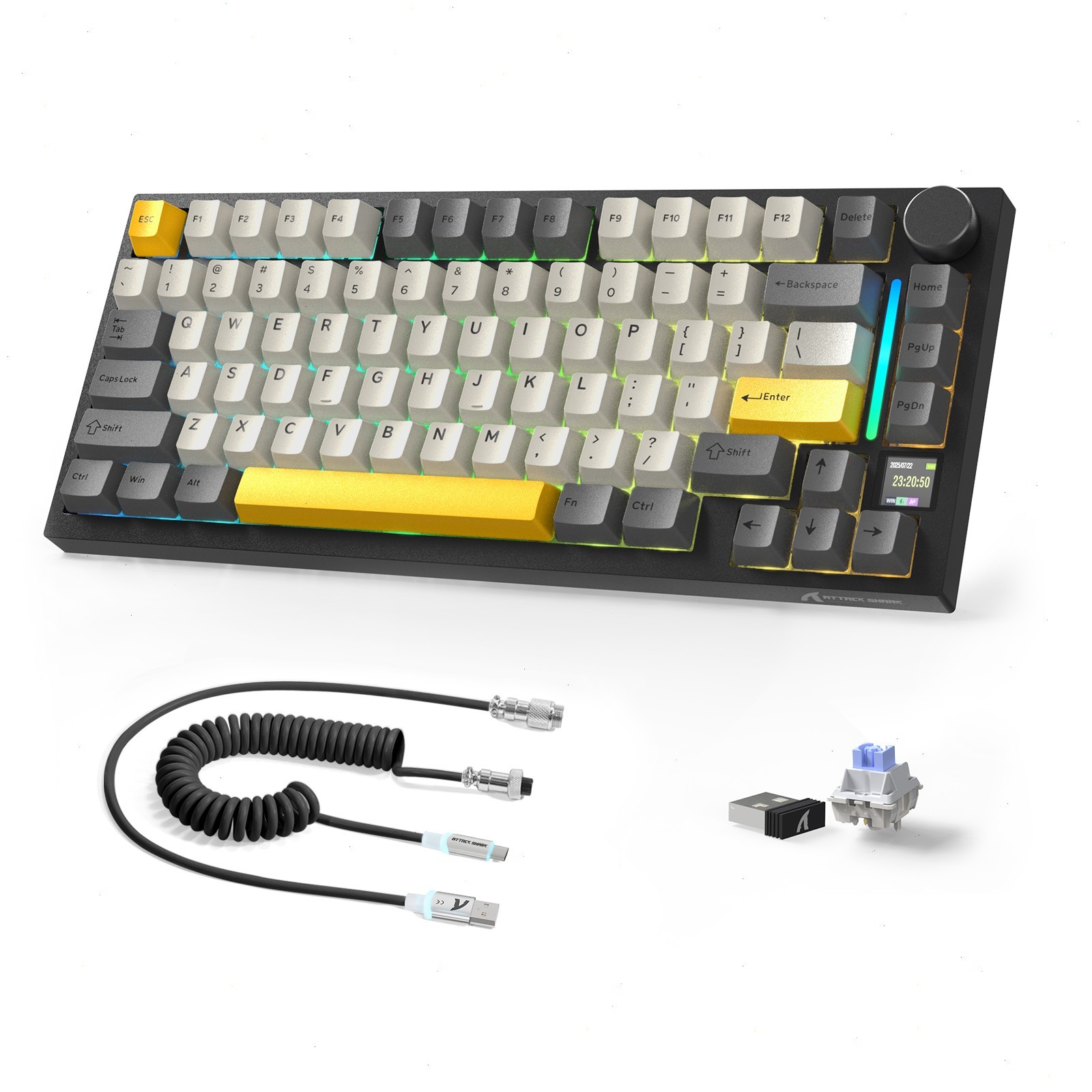 Attack Shark X820 Ultra Tri-Mode Keyboard & C01 Ultra RGB Aviator Cable Combo