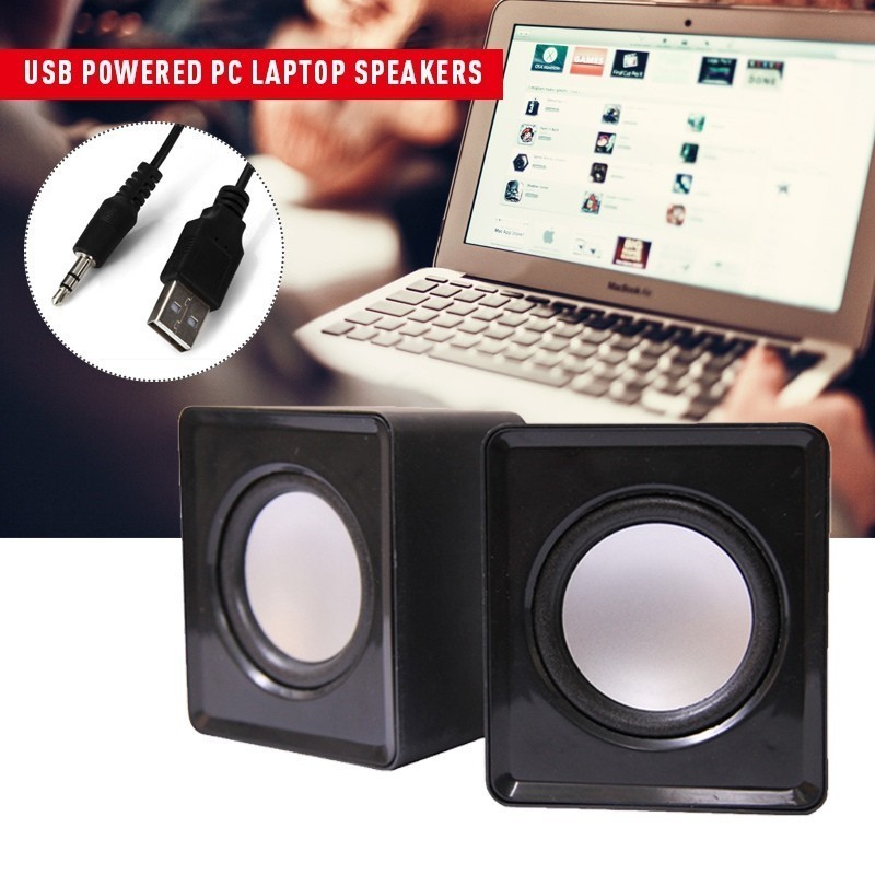 3.5mm Mini USB Wired Computer Speakers Stereo Bass For PC Laptop Desktop Blacktc
