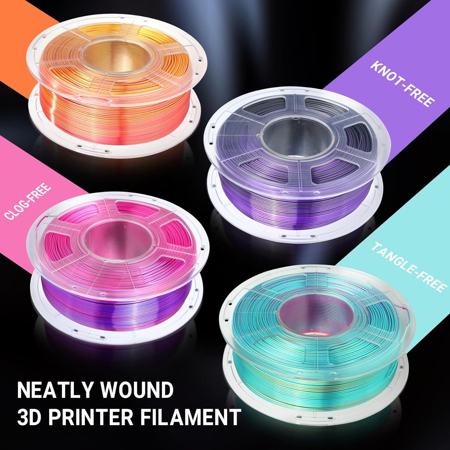 SUNLU Silk Textures PLA+ 3D Printer Filament Dual/Triple Color 1KG 1.75mm Smooth