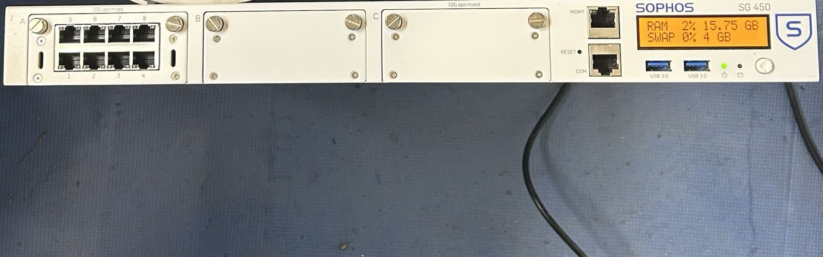 Sophos SG 450 Rev 1 1U Rack Mount Firewall Security Appliance FleXi Ports 10G